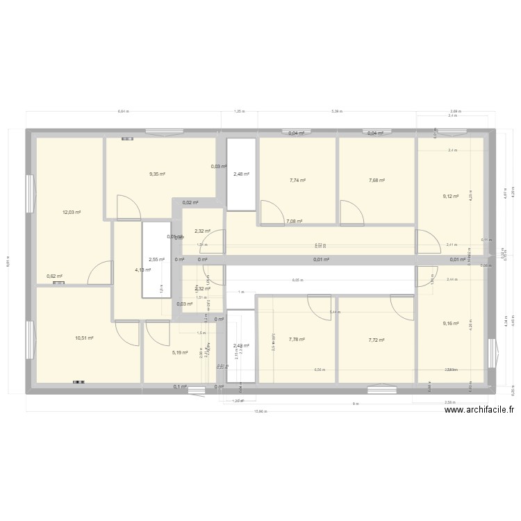 salles etage. Plan de 32 pièces et 116 m2