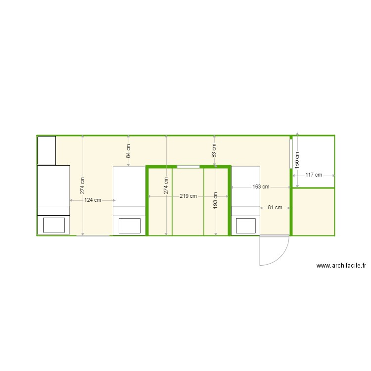 CHAMBRES JUMELEES. Plan de 6 pièces et 21 m2