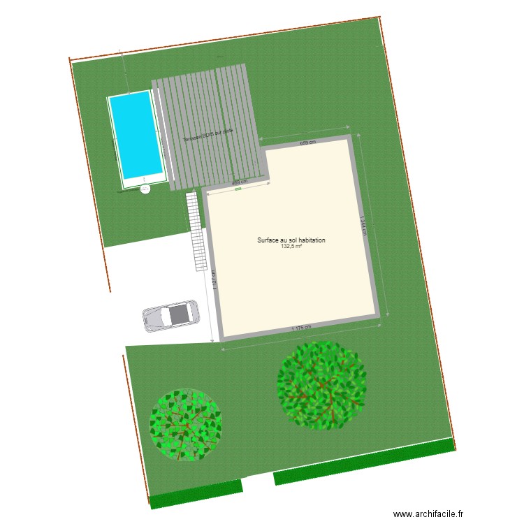 Plan de masse Piscine 1. Plan de 1 pièce et 133 m2