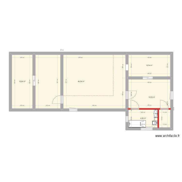 rivarenne etage elec. Plan de 5 pièces et 82 m2