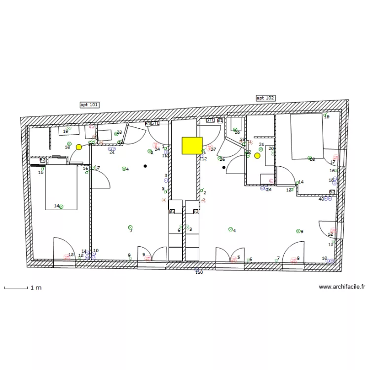 Eclairage 1 etage. Plan de 