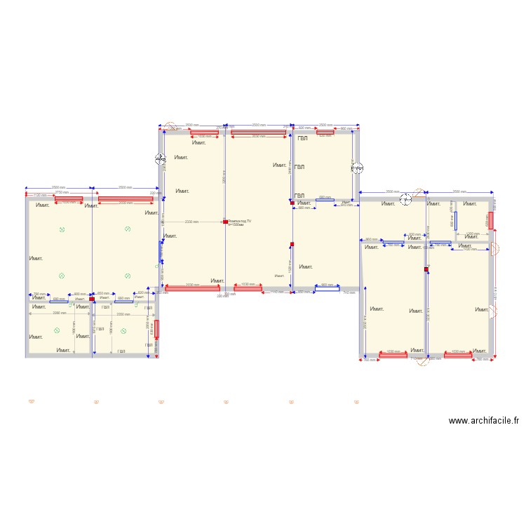 105 1 v2 razbivka. Plan de 0 pièce et 0 m2