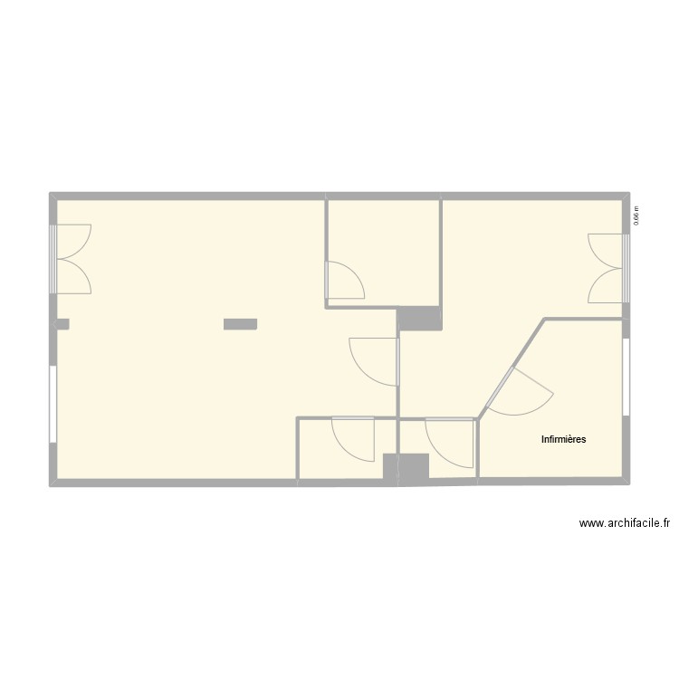 cabinet. Plan de 5 pièces et 55 m2