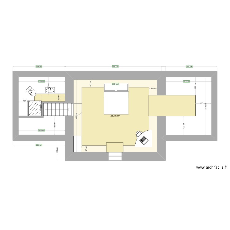 maison potager 2eme etage. Plan de 1 pièce et 25 m2