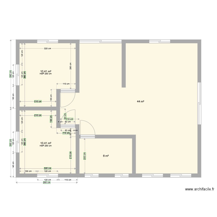 maison f2. Plan de 4 pièces et 71 m2