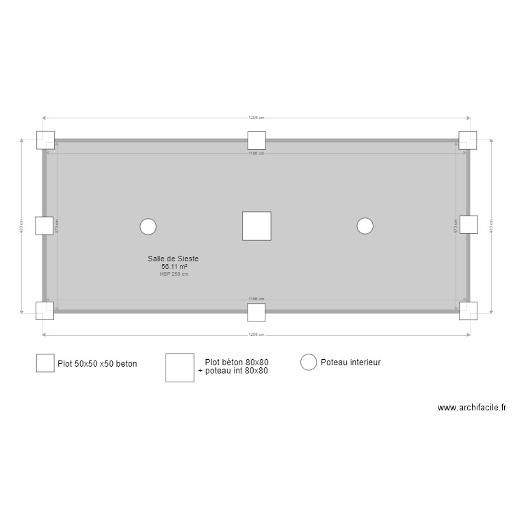 Salle de sieste . Plan de 1 pièce et 56 m2