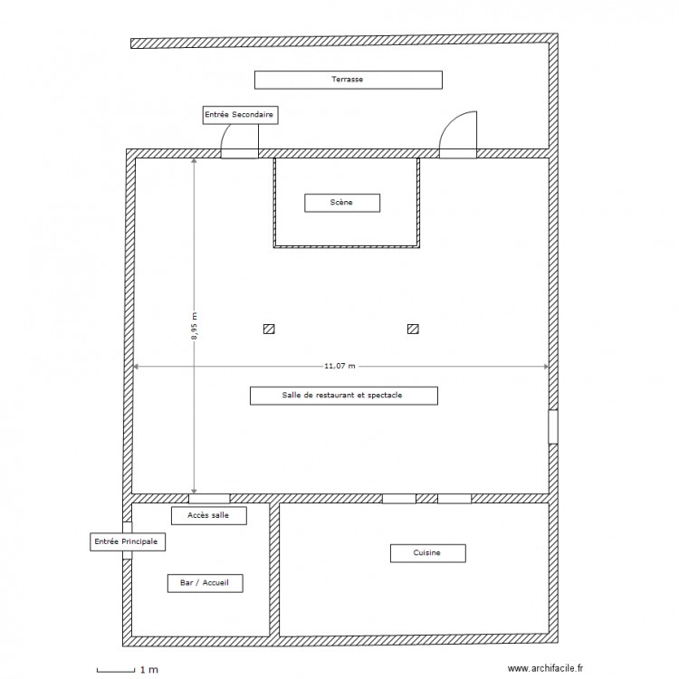 plan salle pour concerts. Plan de 0 pièce et 0 m2