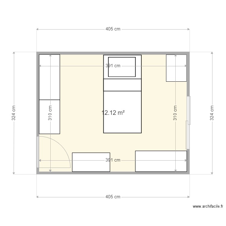 Chambre Noémie  90 - 2. Plan de 1 pièce et 12 m2