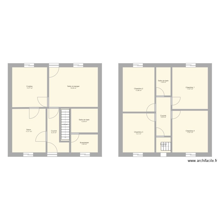 Dahbia Sali. Plan de 14 pièces et 135 m2