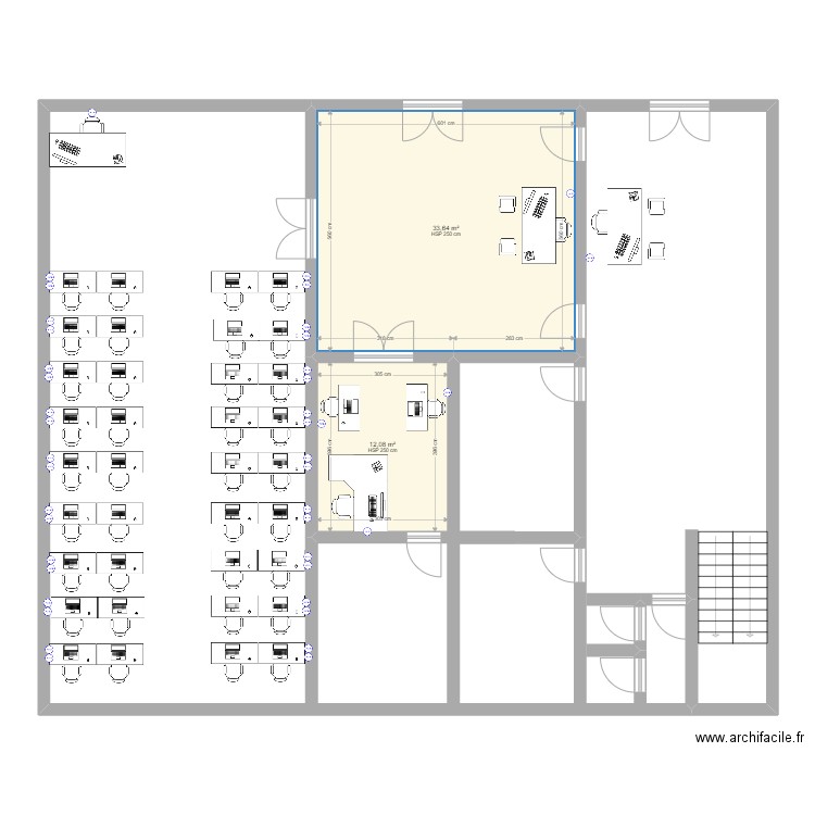 RDC IBN ROCHD. Plan de 2 pièces et 46 m2
