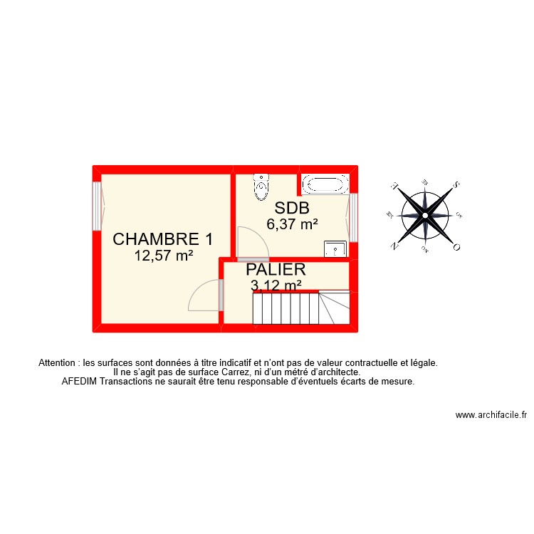 BI10064 ETAGE 1. Plan de 4 pièces et 24 m2