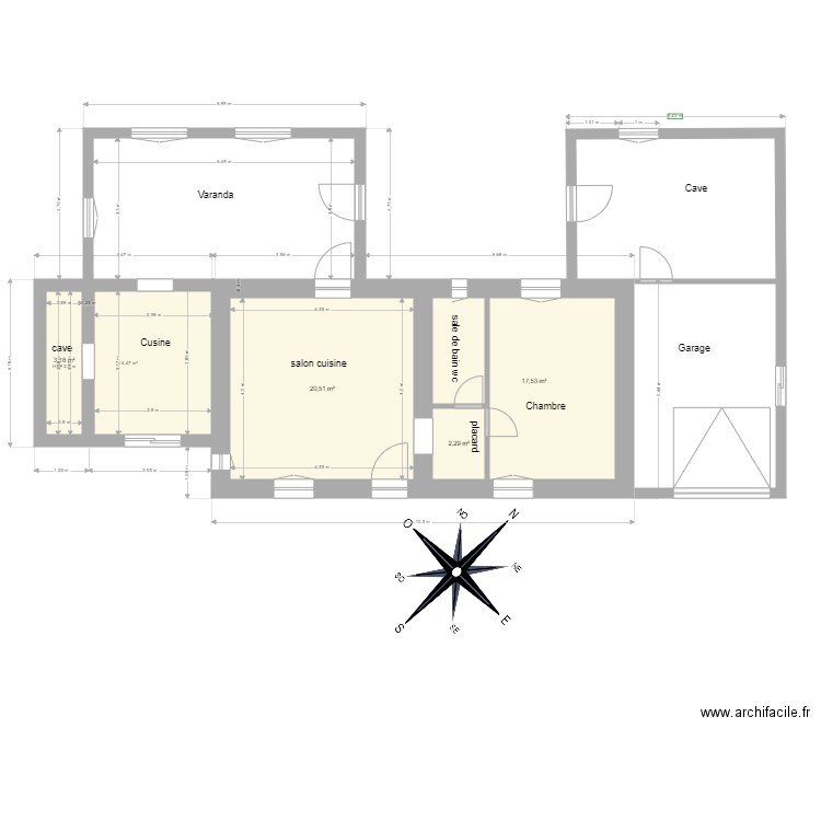 plan masse maison 3. Plan de 4 pièces et 44 m2