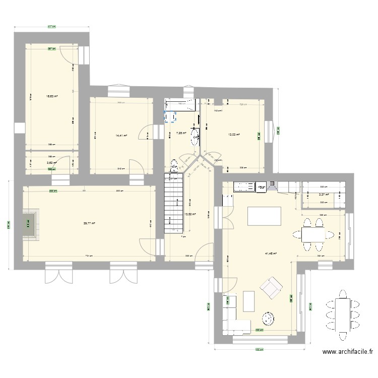 Rochebelle rdc sdb 2. Plan de 9 pièces et 143 m2