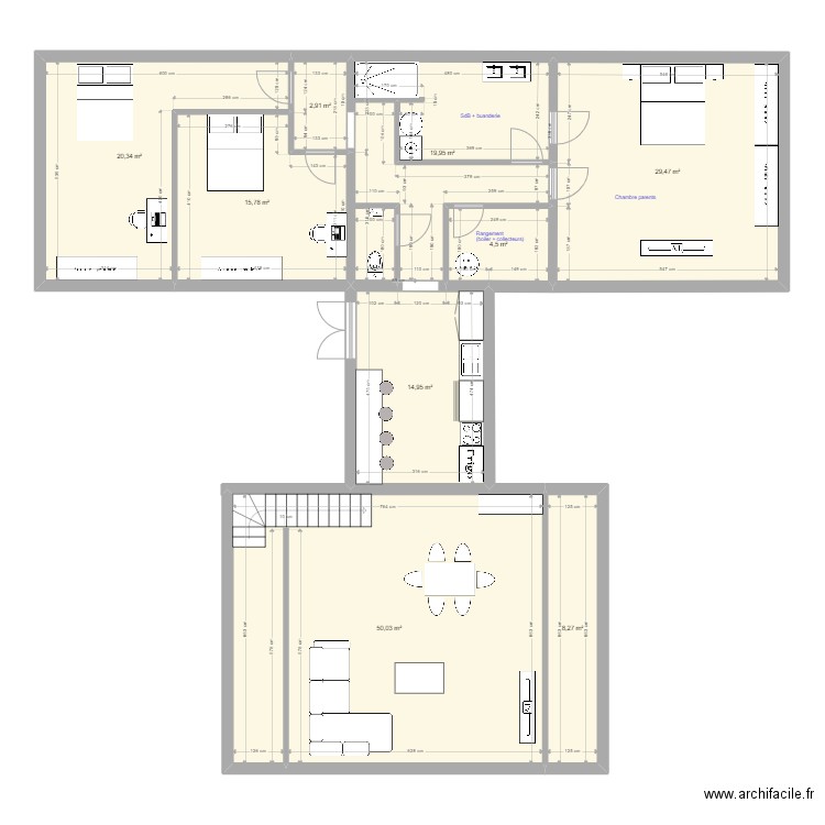 Atelier LEUZE v2. Plan de 9 pièces et 166 m2