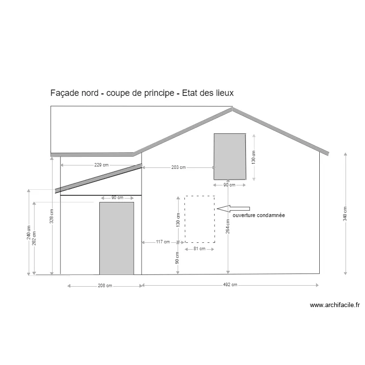 coupe fa&ccedil;ade nord apr&egrave;s travaux. Plan de 