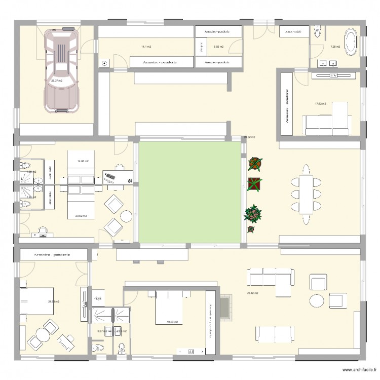 patio. Plan de 0 pièce et 0 m2