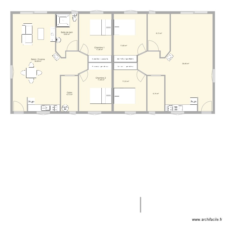 maison 1. Plan de 10 pièces et 146 m2