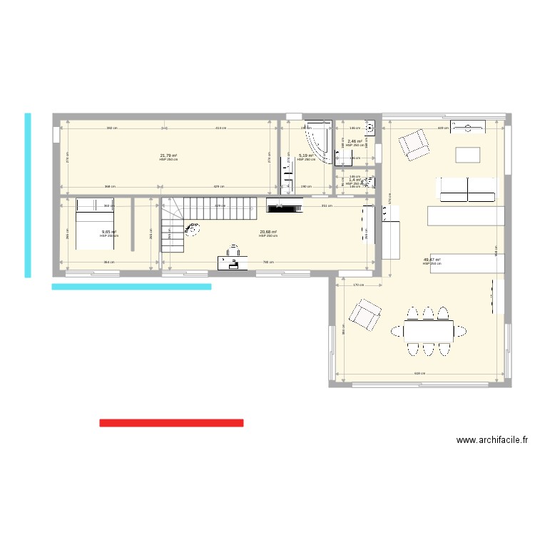 Maouris nord sud plus petit. Plan de 7 pièces et 111 m2