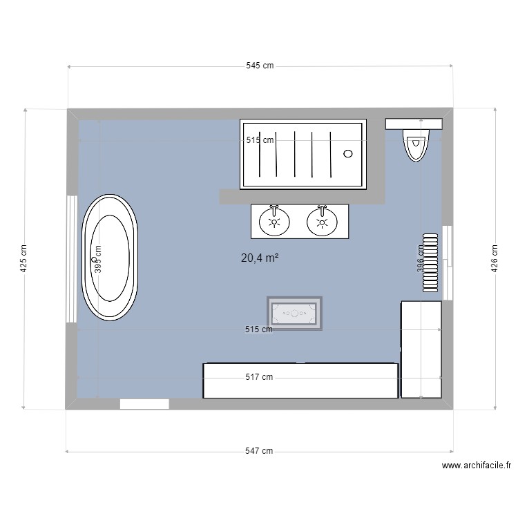 salle de bain 6. Plan de 1 pièce et 20 m2