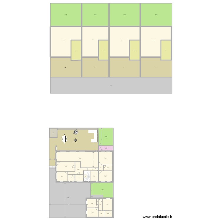 verp. Plan de 45 pièces et 1536 m2