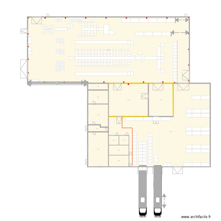 Expé 3 lignes. Plan de 13 pièces et 1864 m2