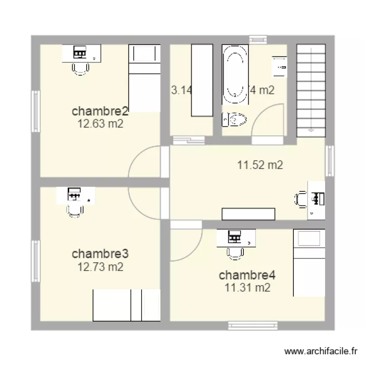 Version 2 &eacute;tages  &eacute;tage. Plan de 
