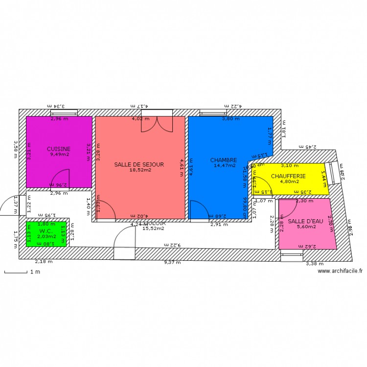 Existant Rez-de-chaussée. Plan de 0 pièce et 0 m2