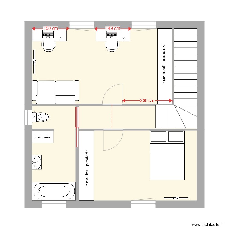 Plan etage maison. Plan de 0 pièce et 0 m2