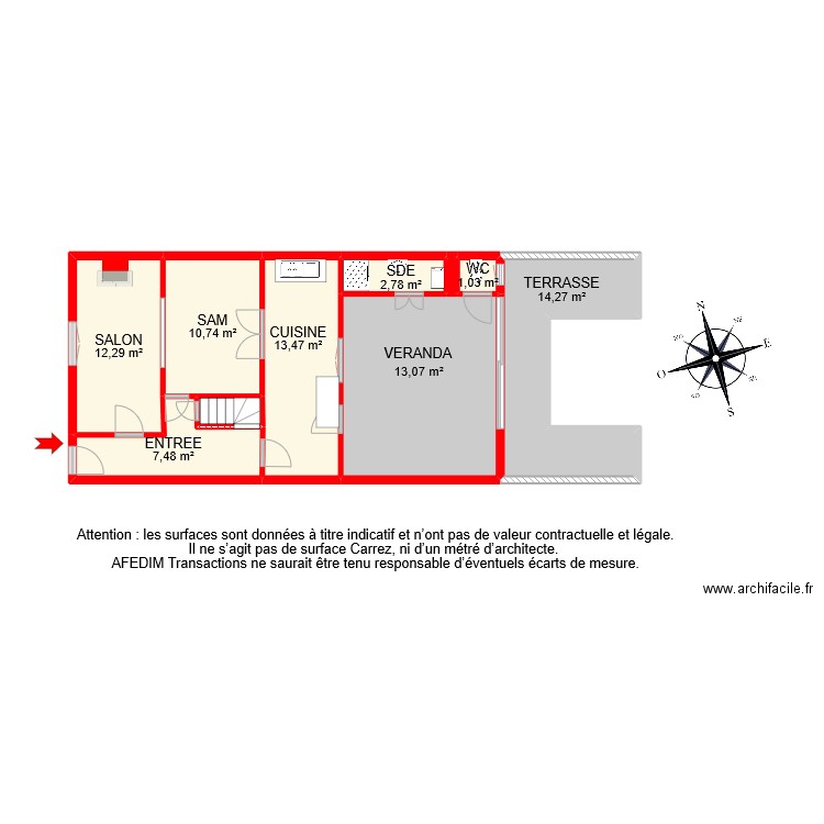 BI 9908 RDC. Plan de 10 pièces et 87 m2