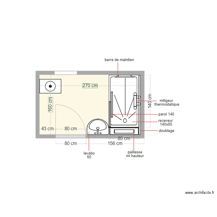 sayed. Plan de 1 pièce et 4 m2