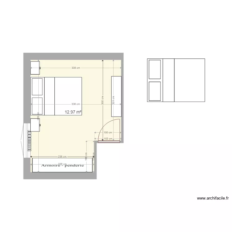Chambre 2 3. Plan de 1  et 13 m²