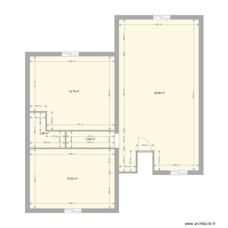 logement R3. Plan de 5 pièces et 81 m2