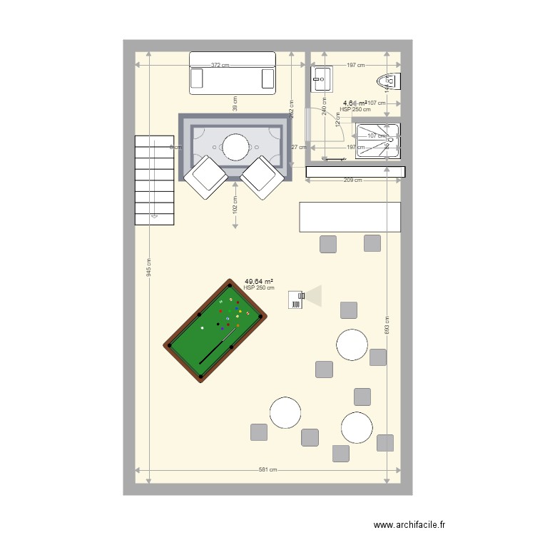 2 étage version 1 . Plan de 2 pièces et 54 m2