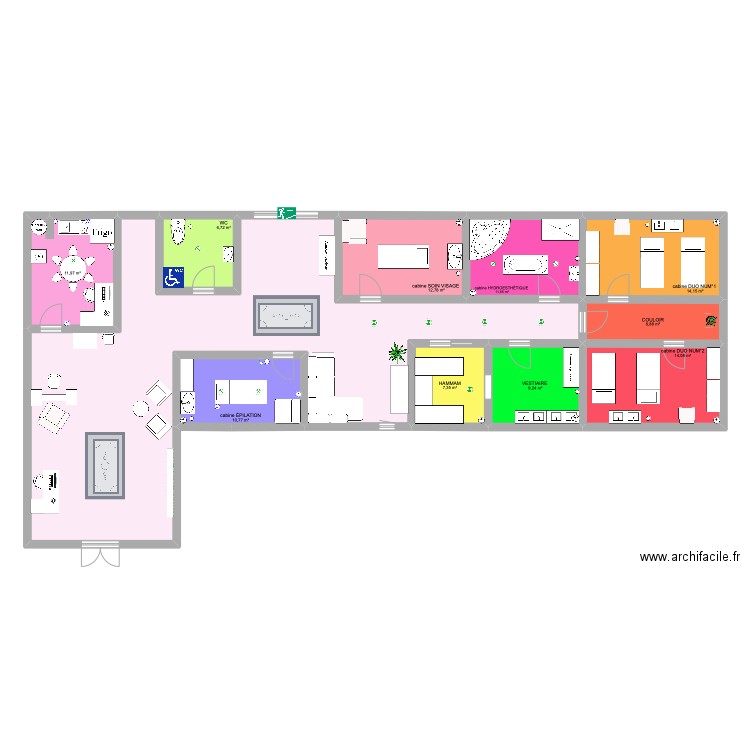 plan spa . Plan de 11 pièces et 199 m2