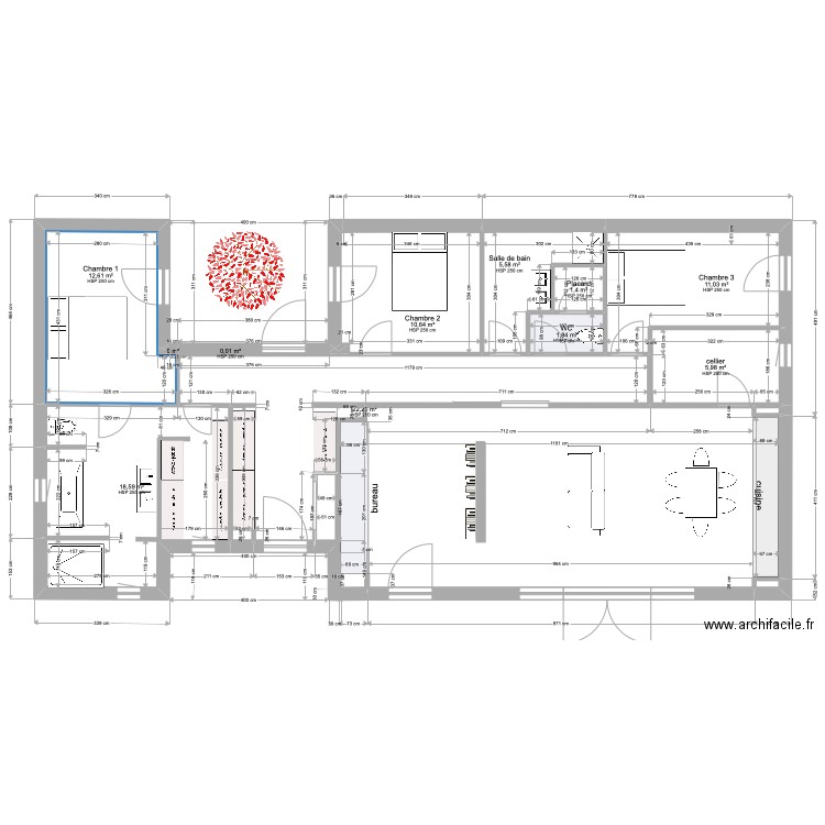 PLAN7juillet-JUIN-WC avec  PASSAGE -139m2. Plan de 13 pièces et 90 m2