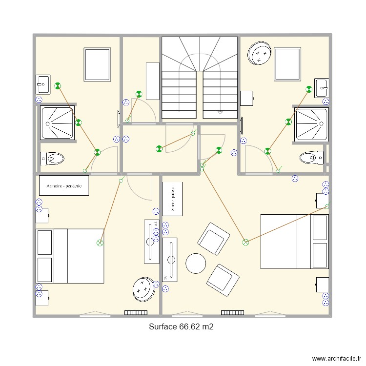 Dubessay 2eme etage elec. Plan de 8 pièces et 67 m2