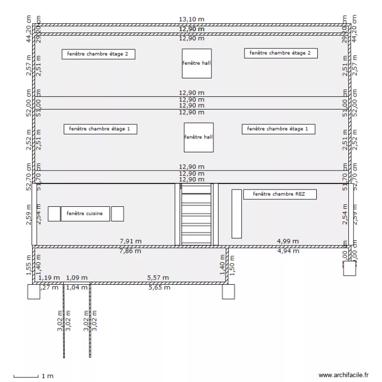 FACADE AVANT - NORD. Plan de 