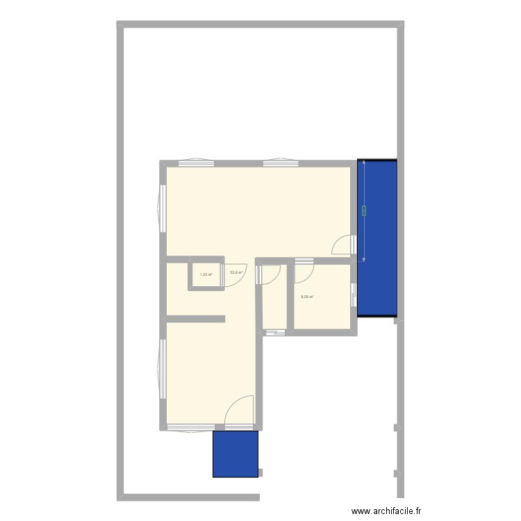 Ekami. Plan de 3 pièces et 66 m2