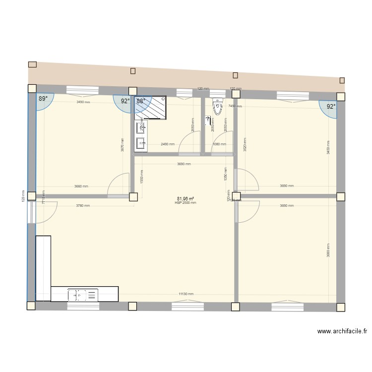 Appart Hafid. Plan de 1 pièce et 82 m2