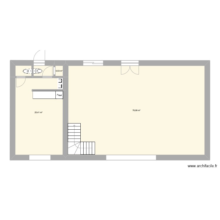 Fromagerie Grange 4 ter. Plan de 3 pièces et 103 m2