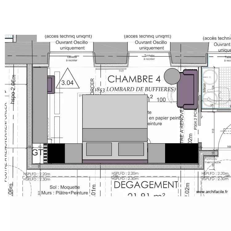 chambre 4 new one. Plan de 