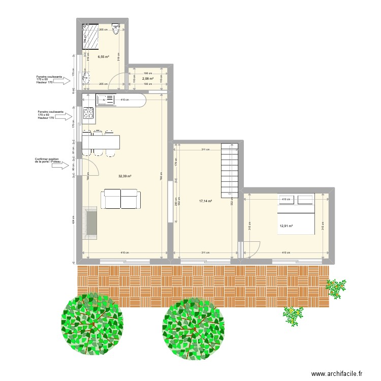 Plan ELEC maison Thala Bouzrou - RDC. Plan de 5 pièces et 71 m2