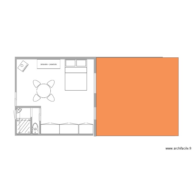 hangar studio. Plan de 2 pièces et 2 m2