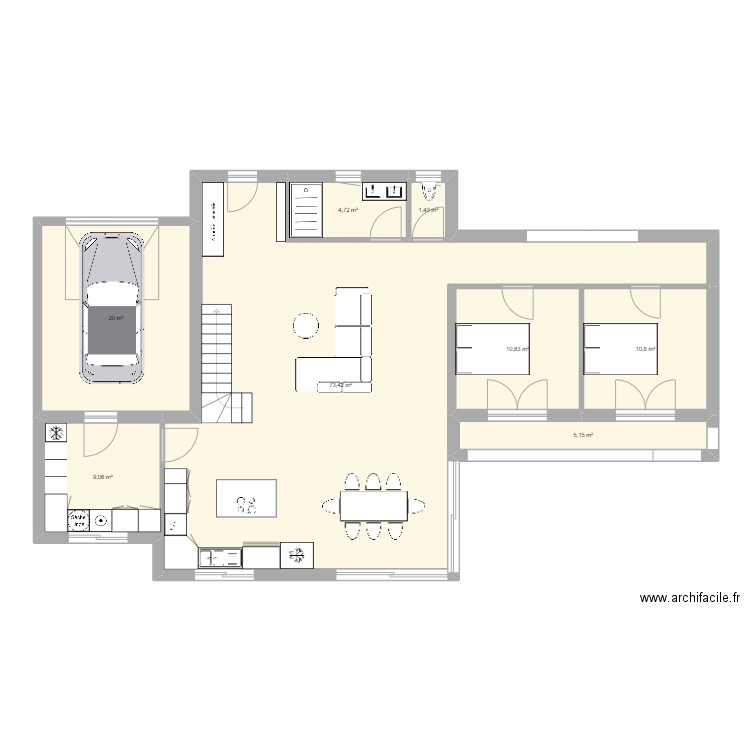 Gemenos - RdC. Plan de 8 pièces et 135 m2