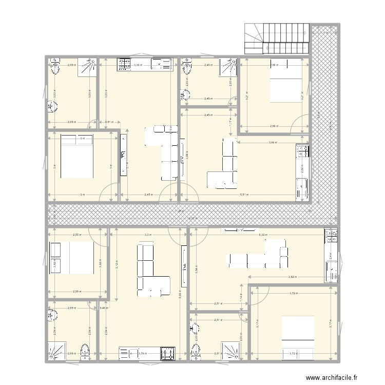 Appartements T2 Brk97670*2. Plan de 13 pièces et 153 m2