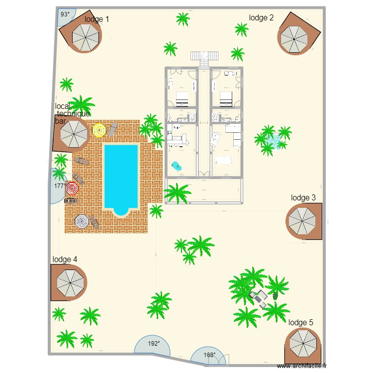 RIAD FIFI RDC JARDIN. Plan de 9 pièces et 1830 m2