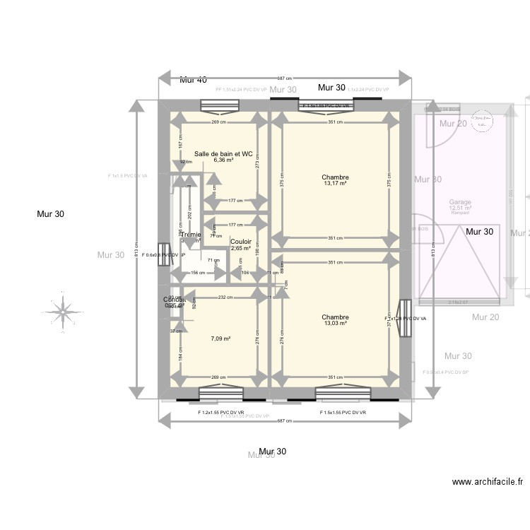 POURREDON. Plan de 11 pièces et 96 m2