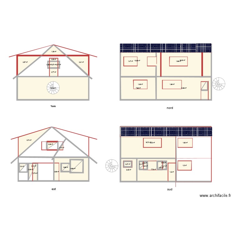 plans en coupe. Plan de 0 pièce et 0 m2