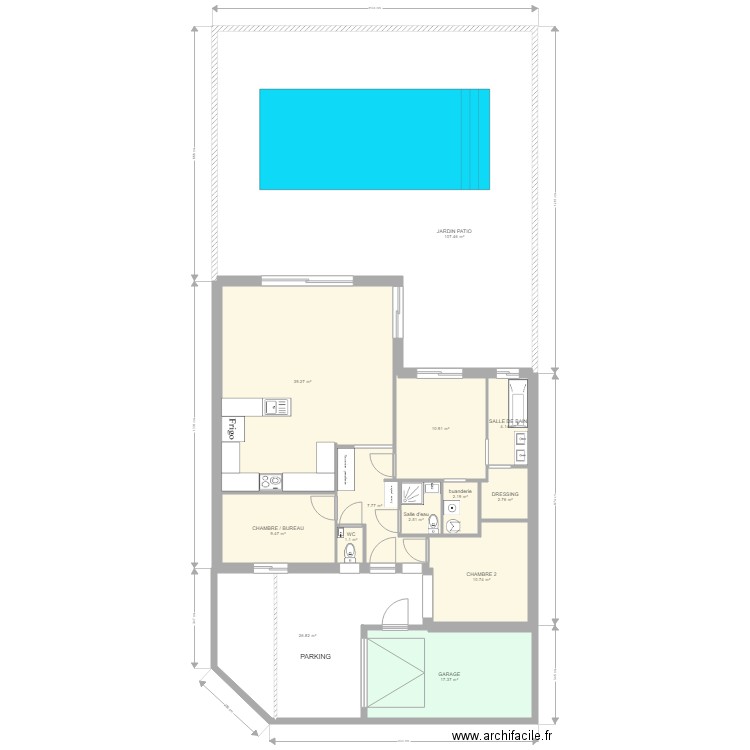 TENTATIVE PLAIN PIED sans meuble BIS. Plan de 0 pièce et 0 m2