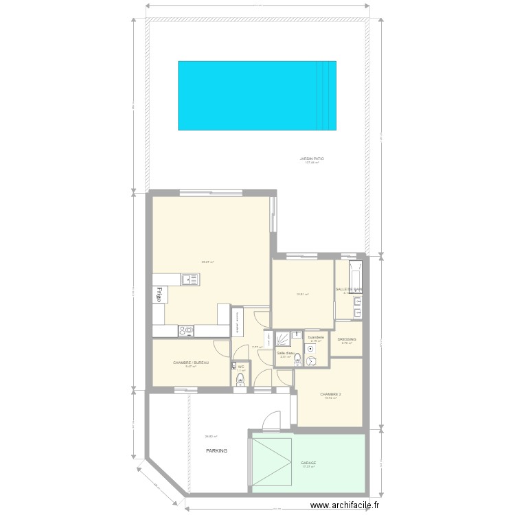 TENTATIVE PLAIN PIED sans meuble BIS. Plan de 0 pièce et 0 m2